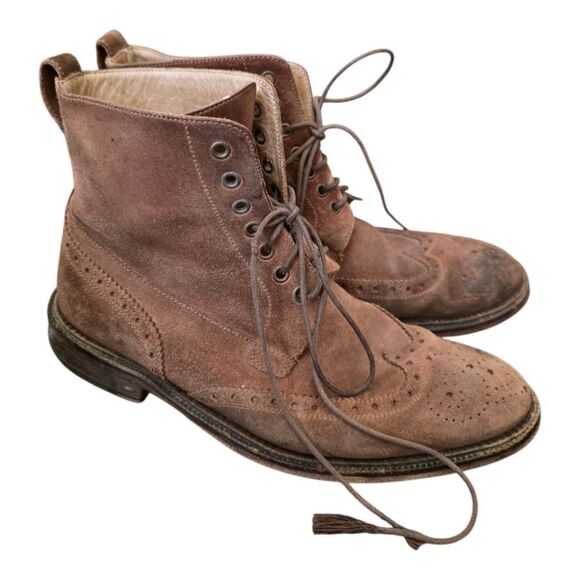 BILLY REID Oiled Suede Wingtip Brogue Boots - Size 8 1/2 - Picture 1 of 11